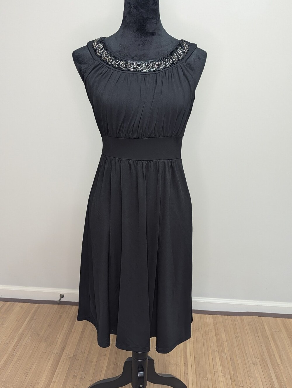 HAANI Lbd Beaded Sleeveless Black Dress Sz Small Elegant Evening Dress Stretchy
